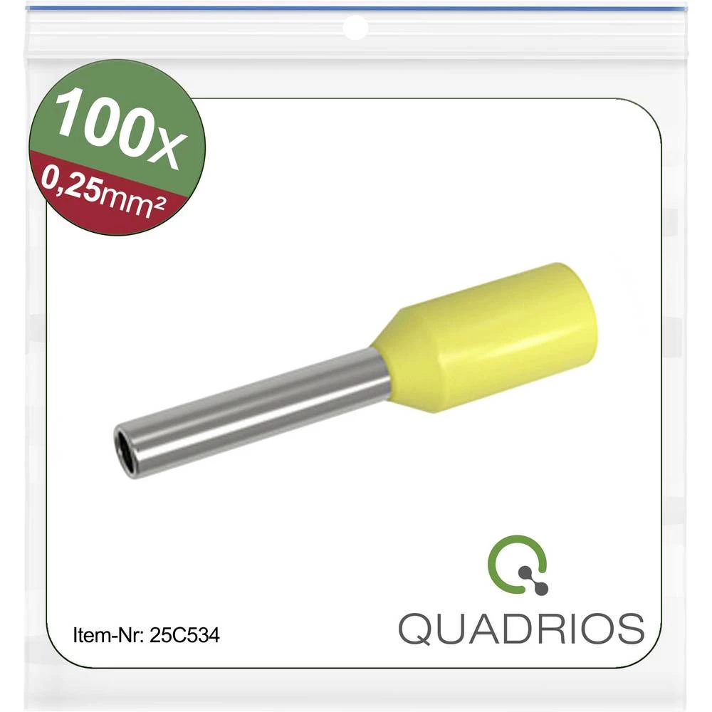 Quadrios 25C534 kabelski završetak 0.25 mm² izolirani dio žuta 100 kom. slika