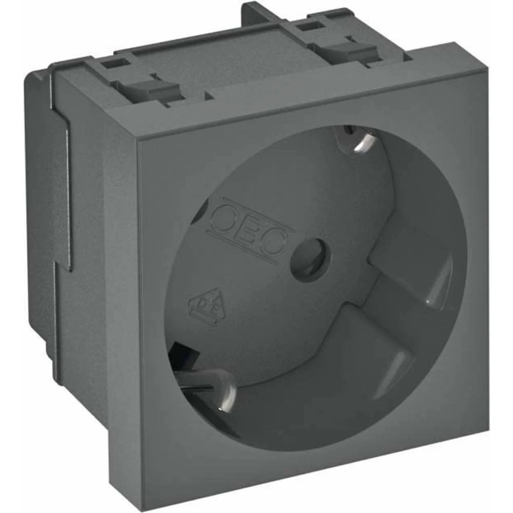 OBO Bettermann 6120080 Kabelske kanalice Utičnica 33 stupnja, 1-smjerni zaštitni kontakt Siva slika