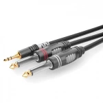 Hicon HBA-3S62-0090 utičnica audio priključni kabel [1x 3,5 mm banana utikač - 2x klinken utikač 6.3 mm (mono)] 0.90 m crna