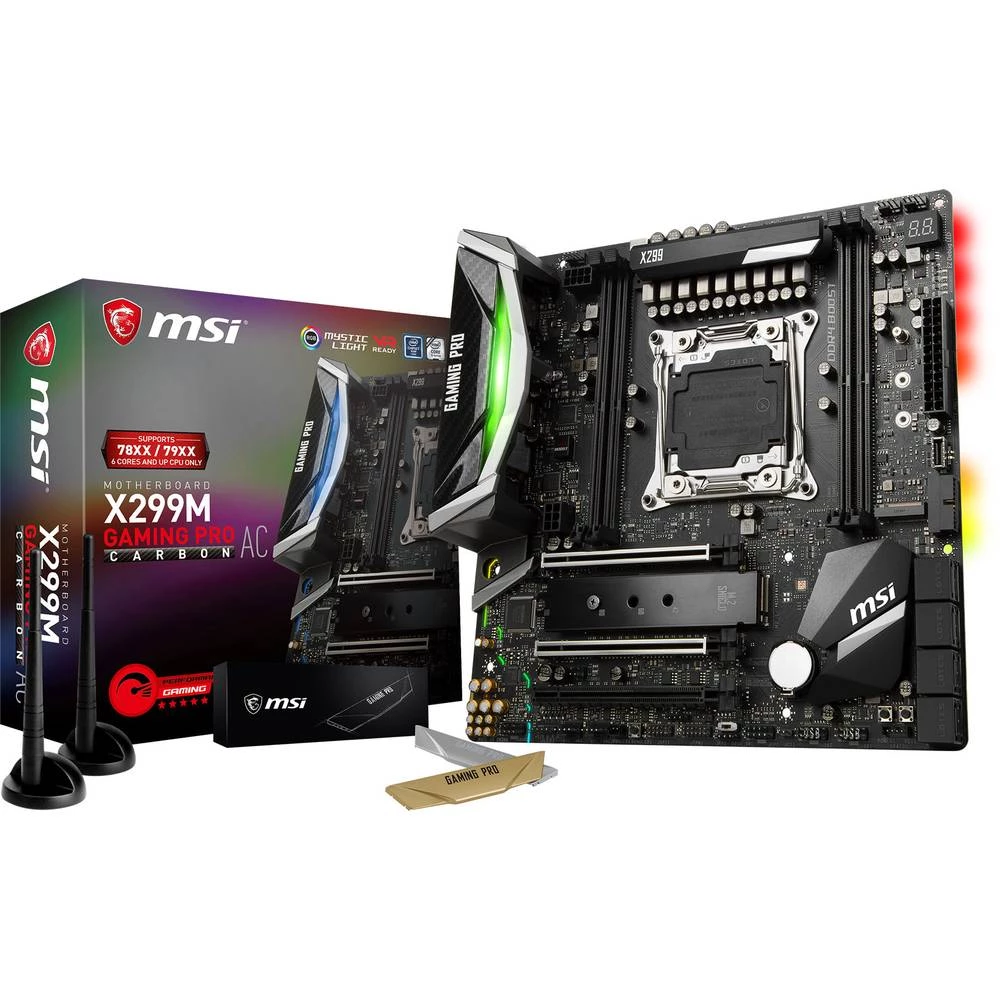 Matična ploča MSI X299M GAMING PRO CARBON AC Baza Intel&reg; 2066 Faktor oblika Micro-ATX Set čipova matične ploče Intel&reg; X2 slika
