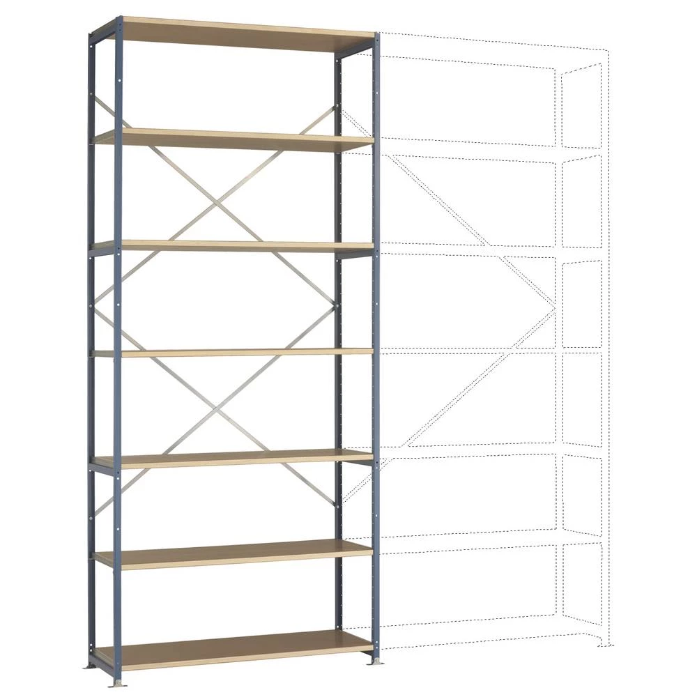 Manuflex RP1627.3003 osnovni modul regalne police 120 kg (Š x V x D) 1220 x 3000 x 500 mm čelik obložen s prahom rubin-c slika