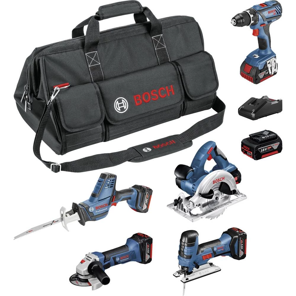 Aku kutna brusilica Uklj. 3 akumulatora, Uklj. torba 4.0 Ah Bosch Professional GSR 18V-28 GST 18V-LI S GWS 18-125V-LI GKS 18 V-L slika