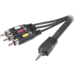 Klinke / Činč AV priključni kabel [1x JACK utikač 3.5 mm - 3x činč-utikač] 2 m crn