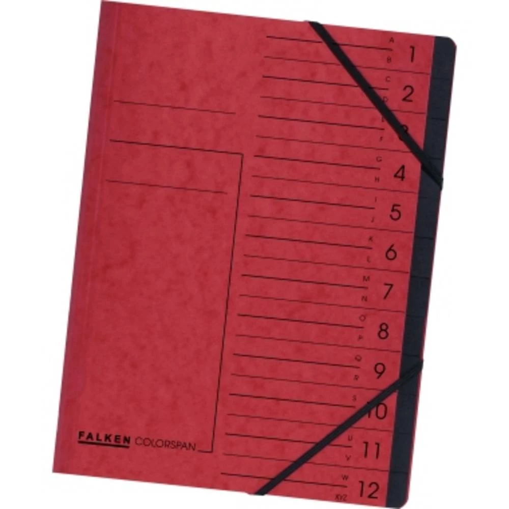 Falken Uredski materijal Crvena DIN A4 Karton u boji Broj pretinaca: 12 11288107 slika