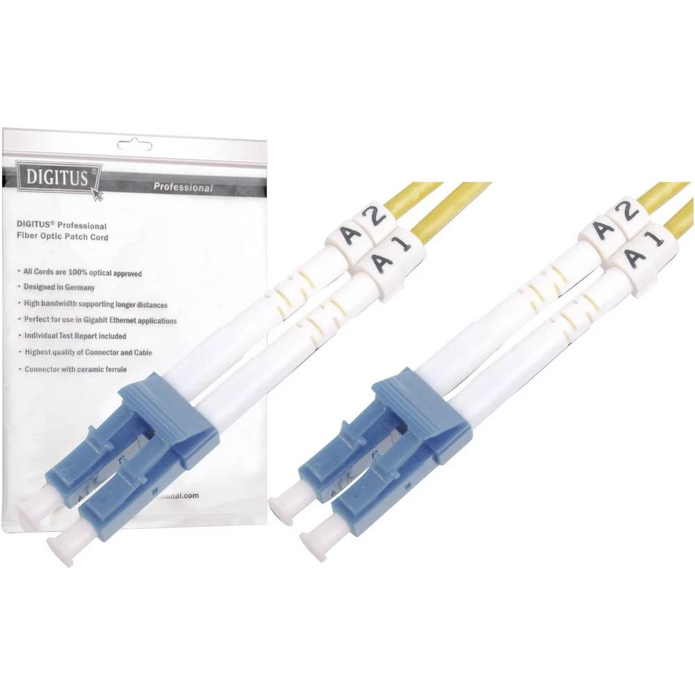 Digitus DK-2933-10 staklena vlakna svjetlovodi priključni kabel 10.00 m žuta [1x muški konektor LC - 1x muški konektor L slika