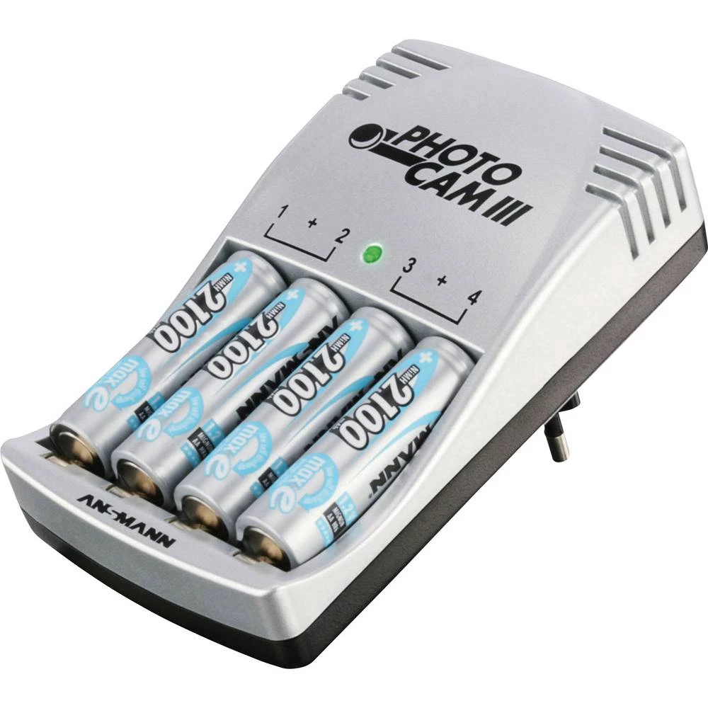 Punjač okruglih stanica Nikalj-kadmijev, Nikalj-metal-hidridni Uklj. akumulator Ansmann PhotoCam III Micro (AAA), Mignon (AA) slika