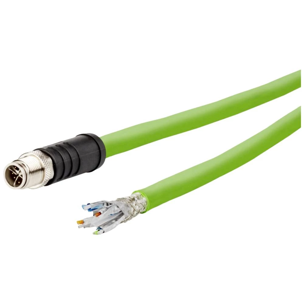 Metz Connect 142M7X10100 M12 mrežni kabel, Patch kabel CAT 6a S/FTP 10 m zelena PUR plašt, postojan na kiselinu, postojan na ozon, UV otporan, mogućnost korištenja za vuču, bez halogena, postojan n... slika