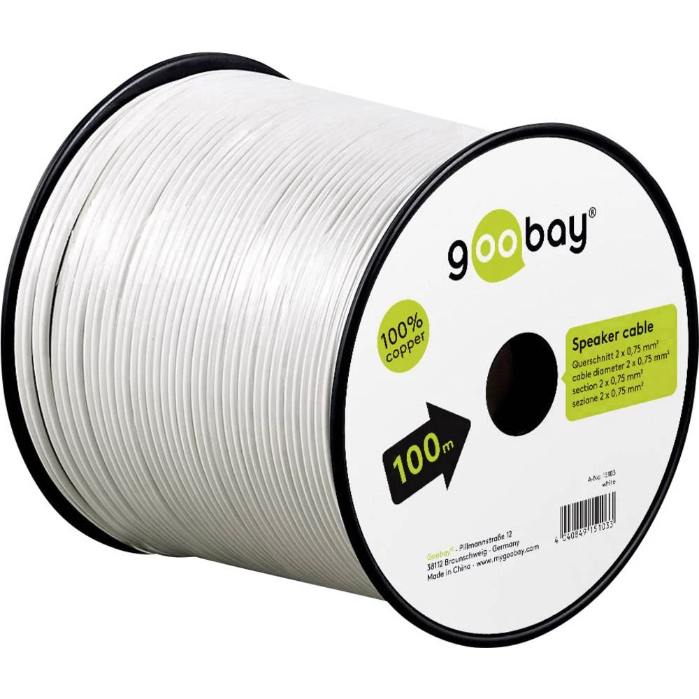 Zvučnički kabel 2 x 0.75 mm&sup2; Bijela Goobay 15112 10 m slika