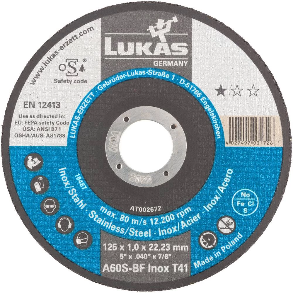 LUKAS-ERZETT T41 115x1,0x22,23 A60S-BF AT004643V9802 set reznih ploča 115 mm 50 kom. slika