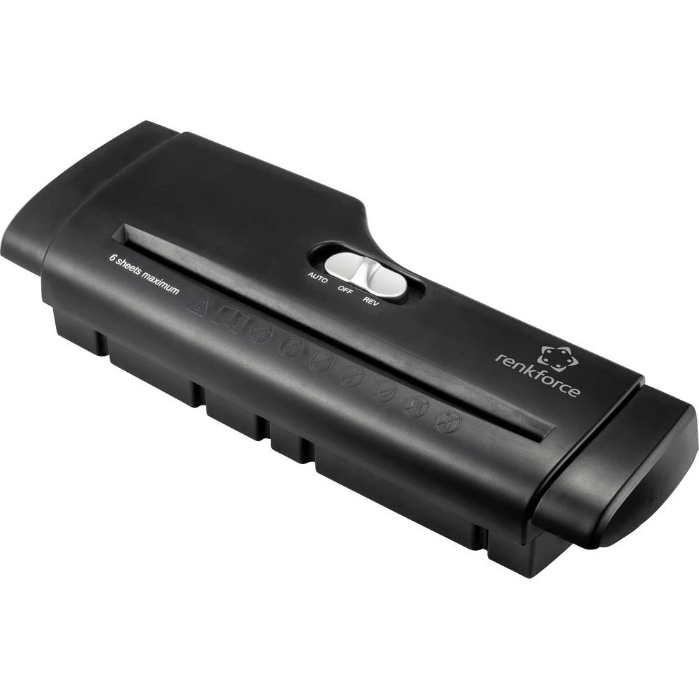 Renkforce RF-PPS-101 uništavač dokumenata prugast   Broj stranica (maks.): 6 Razina sigurnosti (uništavanje datoteka) 1 Uništava također kreditne kartice, uredske spajalice slika