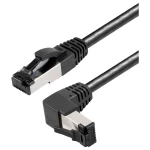 Maxtrack TI49-3L RJ45 mrežni kabel, Patch kabel CAT 8.1 S/FTP 3 m crna 90° kutno prema gore, otporan na amonijak, jednos