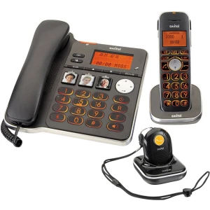 Switel D300 Vita Comfort Telefon s kabelom za seniore Responder, Uklj. Odašiljač hitnih poziva, Uklj. Slušalice, S bazom LED zas slika