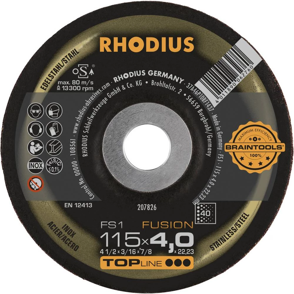 Rhodius 207826 FS1 FUSION brusna ploča nehrđajući čelik, čelik 10 kom. slika