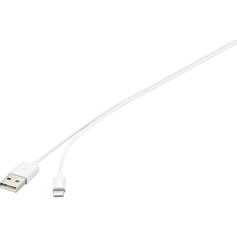 Basetech USB 2.0 Priključni kabel [1x Muški konektor USB 2.0 tipa A - 1x Muški konektor Apple Dock Lightning] 1 m Bijela slika