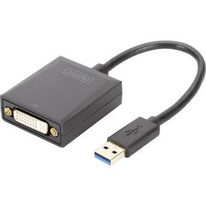 DVI / USB 3.0 Adapter [1x Muški konektor USB 3.0 tipa A - 1x Ženski konektor DVI, 24 + 5 polova] Crna Sa zaštitom Digitus slika