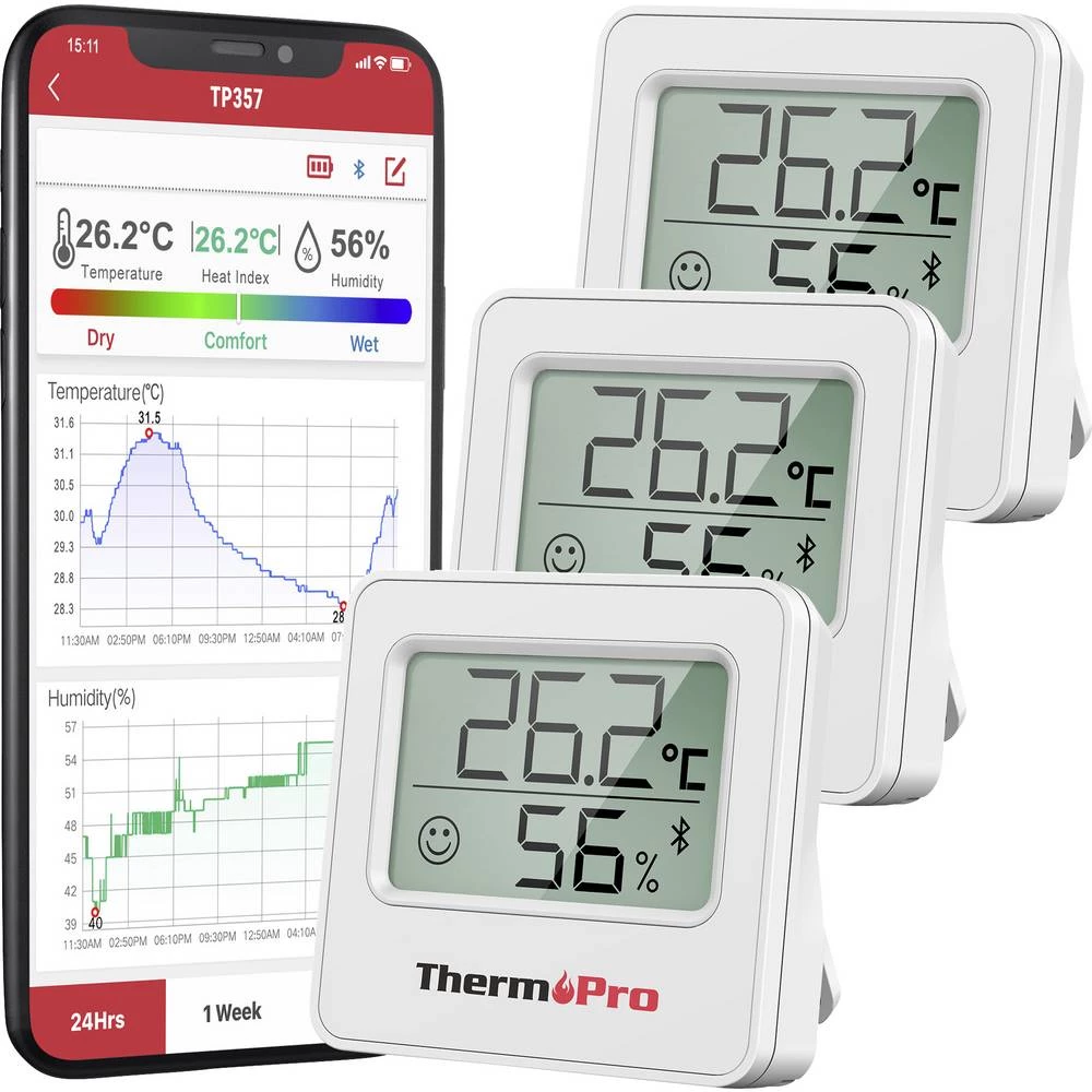 ThermPro bežični termometar/higrometar bijela TP357-3 slika