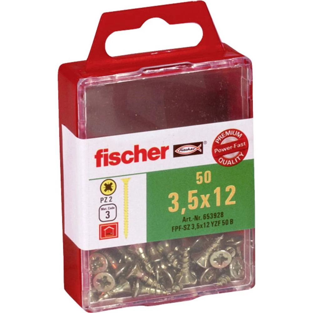 Vijci s upuštenom glavom 3.5 mm 12 mm Križni Pozidriv Galvansko pocinčani 50 ST Fischer 653928 slika