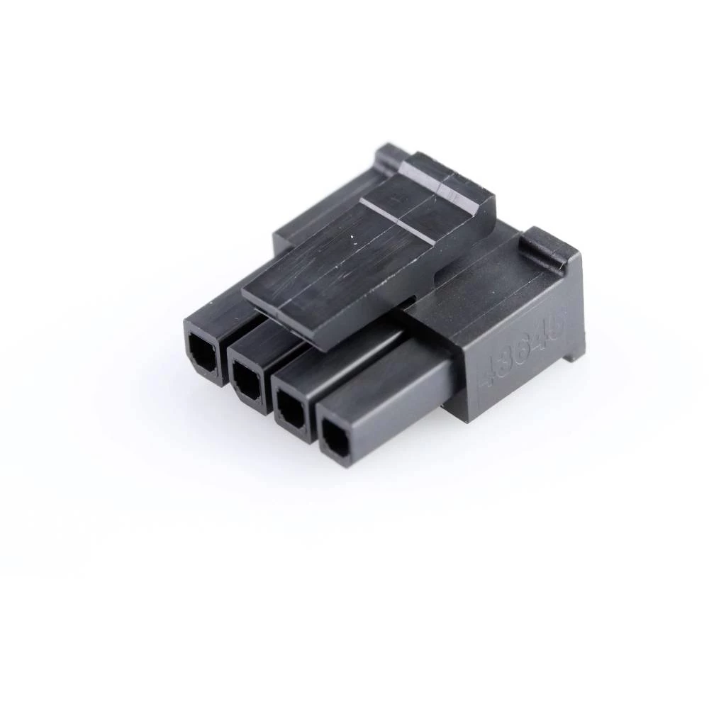 Molex 436450408 Micro-Fit 3.0 Receptacle Housing, Single Row, 4 Circuits, UL 94V-0, Low-Halogen Since Inception, Black slika