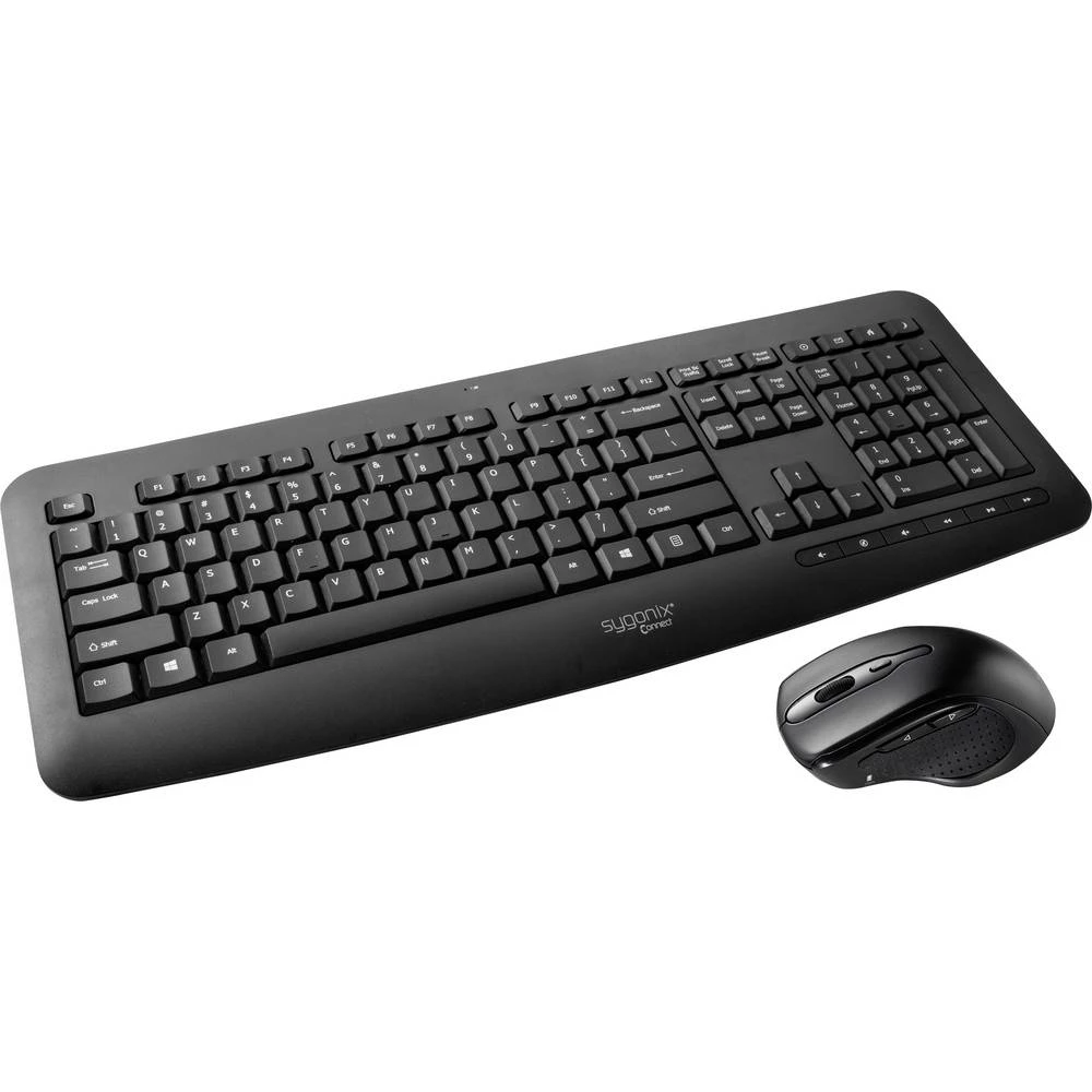 Sygonix Connect SC-KMC-302 bežično tipkovnica, set miša s numeričkom tipkovnicom US-engleski, qwerty crna slika