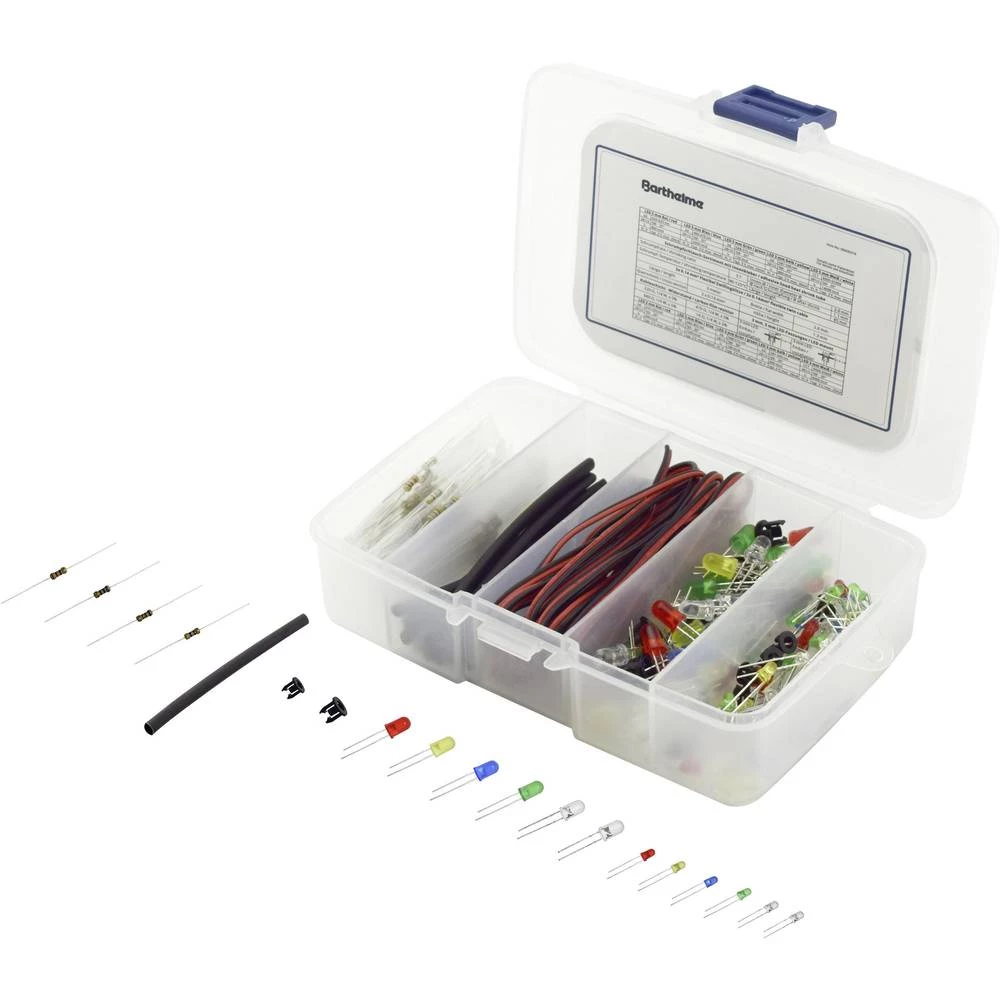 Barthelme LED komplet Crvena, Plava boja, Zelena, Žuta, Hladno-bijela Okrugli 3 mm, 5 mm 100 mcd, 600 mcd, 800 mcd, 1500 mcd, 20 slika