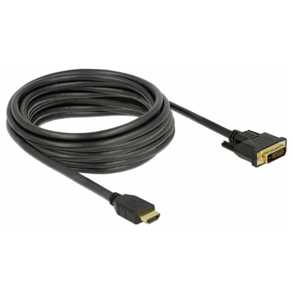 Delock HDMI / DVI priključni kabel HDMI A utikač, DVI-D 24+1-polni utikač 5 m crna 85656 trostruko zaštićen, pozlaćeni k slika