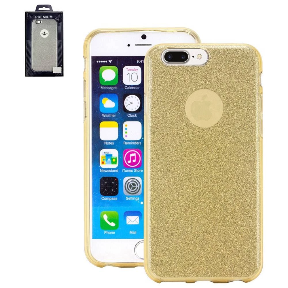 iPhone stražnji poklopac Perlecom Pogodno za: Apple iPhone 7 Plus, Zlatna, Svjetlucavi efekt slika