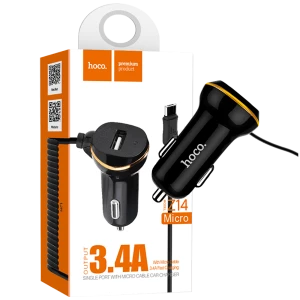 Auto punjač sa micro USB kabel, USB, 5 V/2.4 A, crna slika