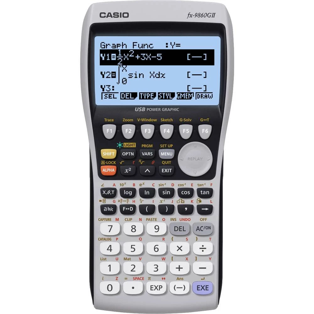 Grafički kalkulator Casio fx-9860GII Crno-srebrna Zaslon (broj mjesta): 21 baterijski pogon (Š x V x d) 91.5 x 21.2 x 184 mm slika