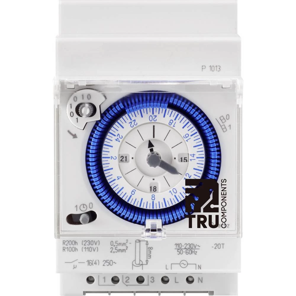 TRU COMPONENTS tajmer za prednju montažu Radni napon (broj): 230 V/AC TRU-ATS-15M-SUL181 1 prebacivanje 16 A 250 V/AC dn slika