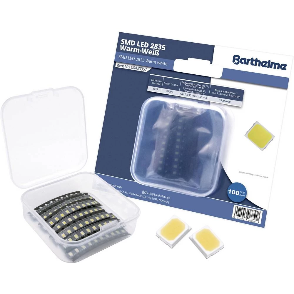 Barthelme SMD LED 2835 Toplo-bijela 3000 mcd 120 ° 150 mA 3.3 V Bulk slika