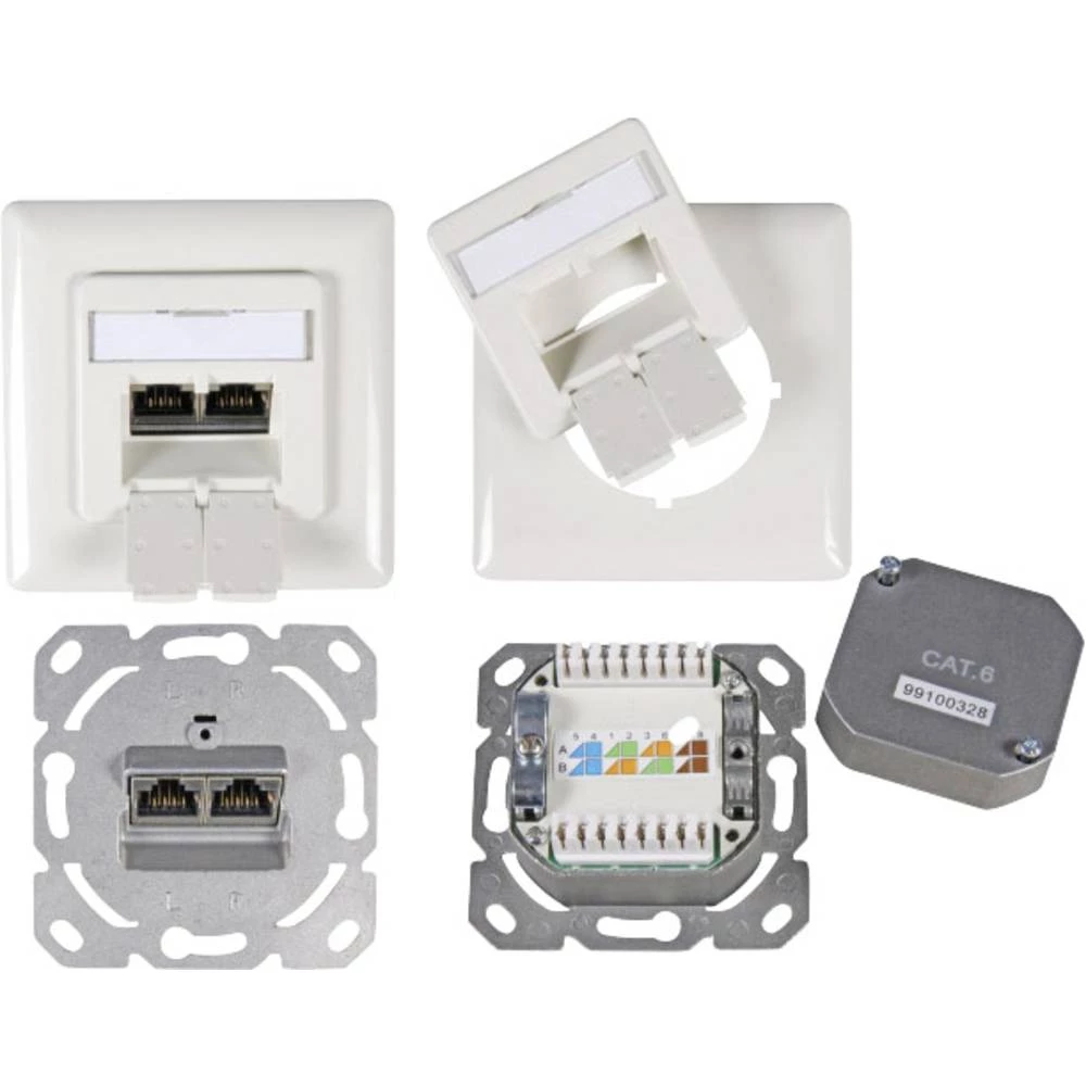 Mrežna utičnica Podžbukna Upotreba/utičnica sa središnjom pločom i okvirom CAT 6 EFB Elektronik ET-25211.1V1 Čista bijela (RAL 9 slika