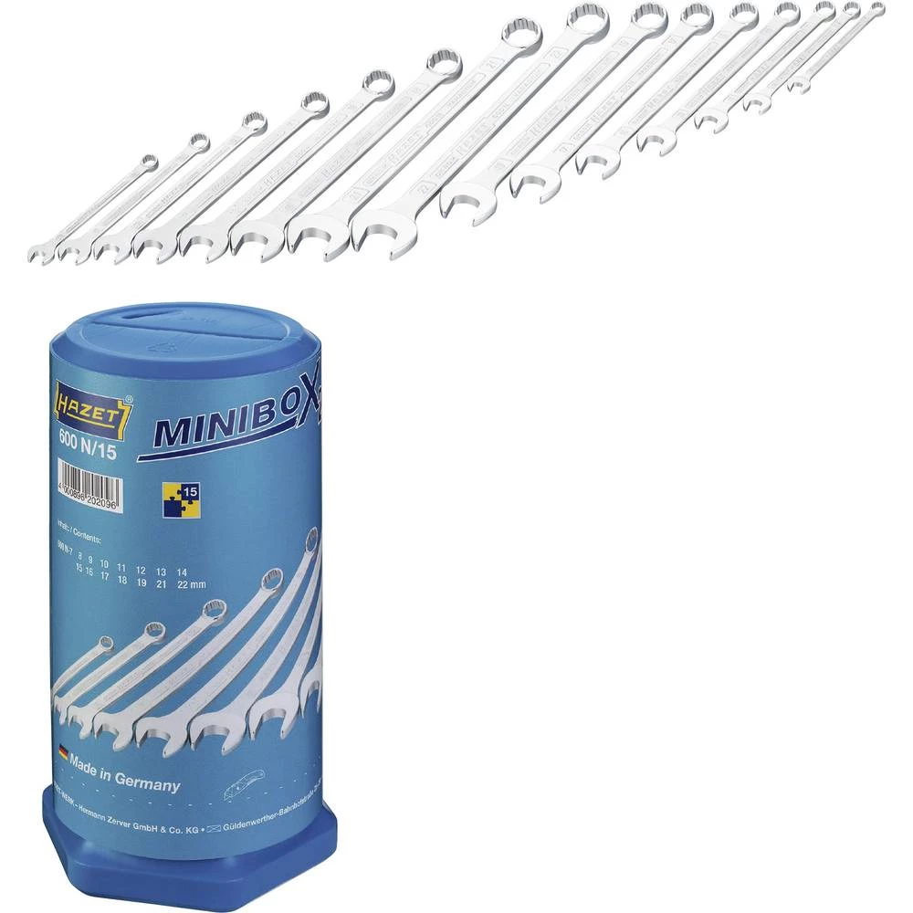 Prstenasti-viličasti ključ-set 15-dijelni 7 - 22 mm Hazet 600N/15 slika
