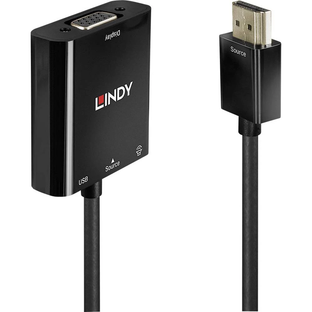 LINDY HDMI / VGA adapterski kabel HDMI A utikač, VGA 15-polna utičnica 0.10 m crna 38285  HDMI kabel slika