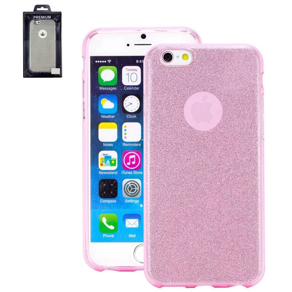 iPhone stražnji poklopac Perlecom Pogodno za: Apple iPhone 7, Ružičasta, Svjetlucavi efekt slika