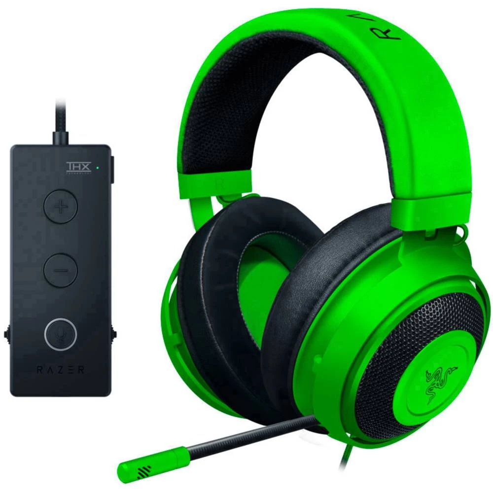 Igraće naglavne slušalice sa mikrofonom 3,5 mm priključak Sa vrpcom Razer Kraken Tournament Edition Preko ušiju Zelena, Crna slika