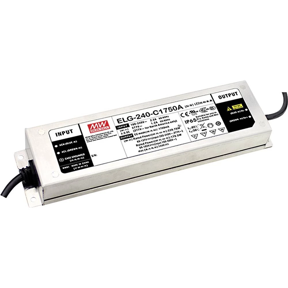 LED pogonski sklop Konstantna struja Mean Well ELG-240-C1750DA-3Y 239.75 W 1750 mA 69 - 137 V/DC Dali, Montaža na zapaljive povr slika
