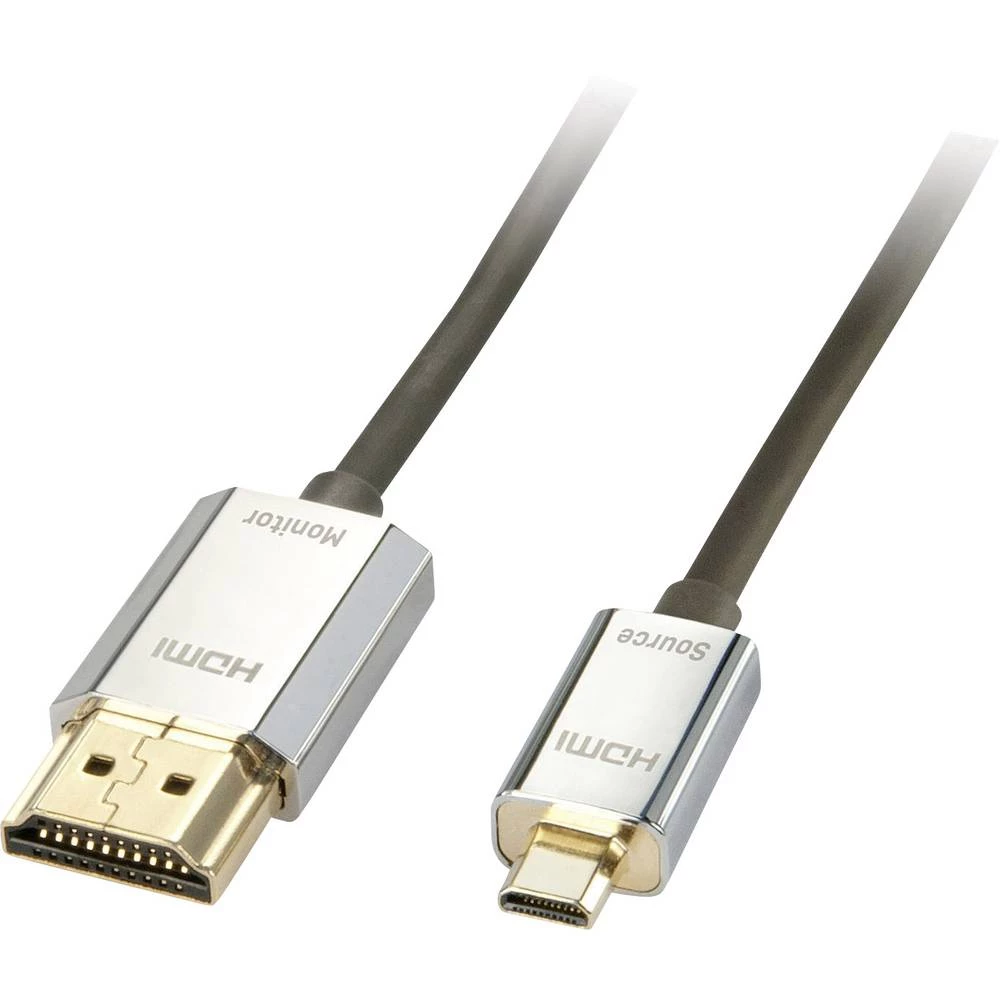 LINDY HDMI priključni kabel HDMI Micro D utikač, HDMI A utikač 4.50 m crna 41679 4K UHD HDMI kabel slika