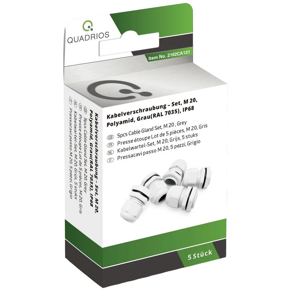 Quadrios 2102CA131 asortiman uvodnica M20 PA66 svijetlosiva 1 Set slika