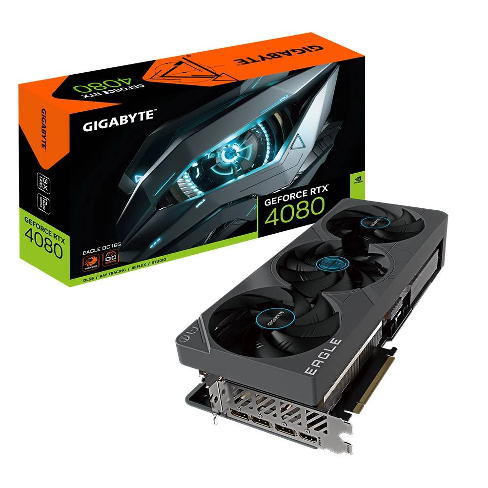 Gigabyte GeForce RTX 4080 16GB EAGLE OC, GeForce RTX 4080, 16GB, GDDR6X, 256-bit, 7680 x 4320 piksela, PCI Express 4.0 Gigabyte grafička kartica  RTX 4080  16 GB    PCIe 4.0 x4 slika