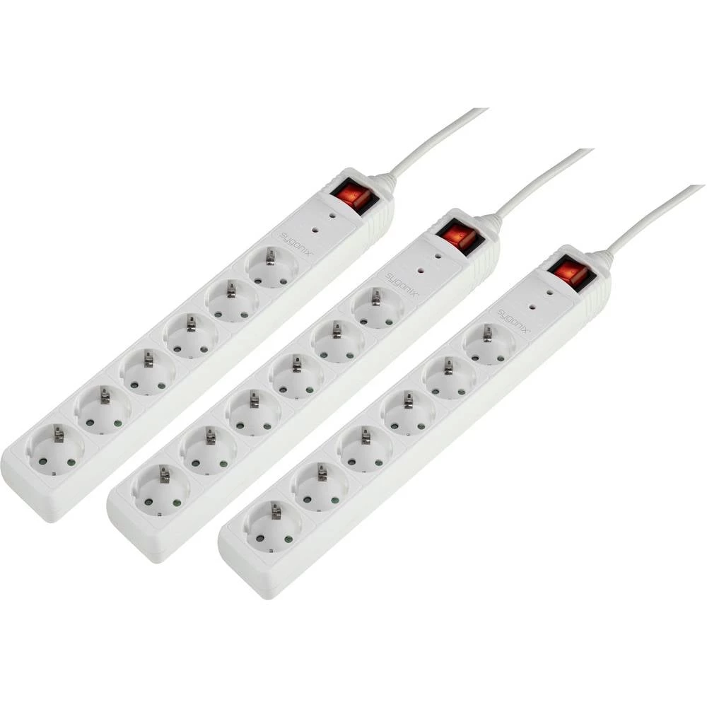 Sygonix 3xSY-5044446 razdjelna letva sa zaštitom od prenapona 6-struki bijela utičnica 1 Set slika