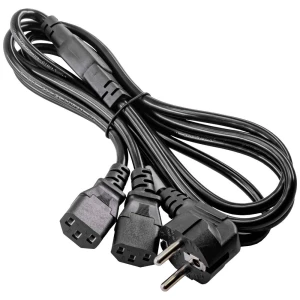 Akyga struja priključni kabel [1x ženski konektor IEC c13, 10 a - 2x sigurnosni utikač ] 1.80 m crna slika