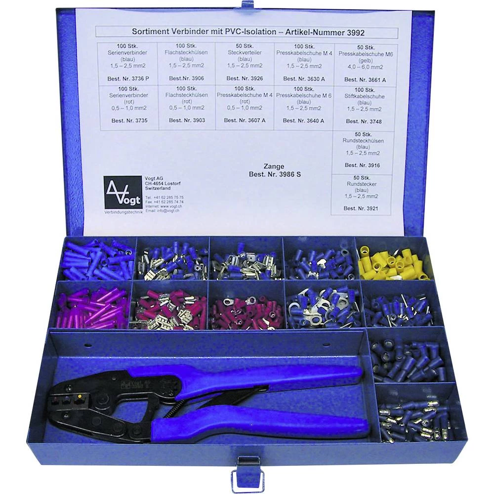 Asortiman konektora za stiskanje 0.50 mm&sup2; 6 mm&sup2; Crvena, Plava boja Vogt Verbindungstechnik 3992 1001 ST slika