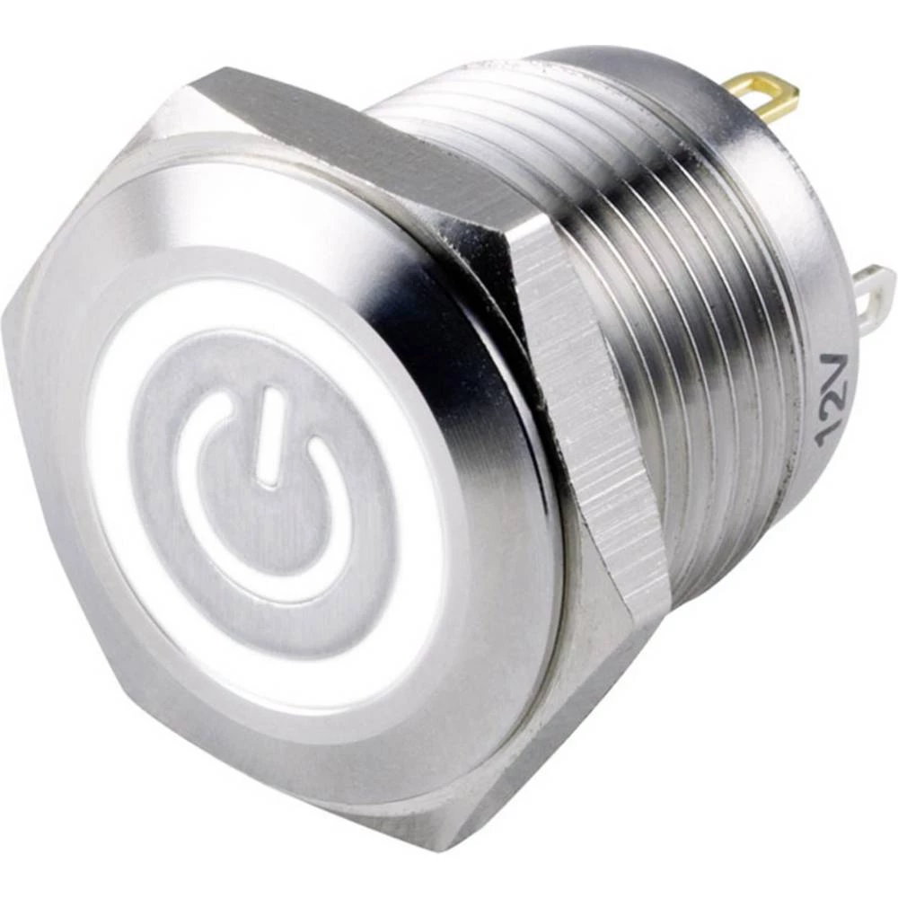 TRU COMPONENTS TC-GQ16F-10ET/W/12V/S Tlačni prekidač 48 V/DC 2 A 1 x OFF/(ON) IP65 vraća se u izsprijedai položaj 1 ST slika