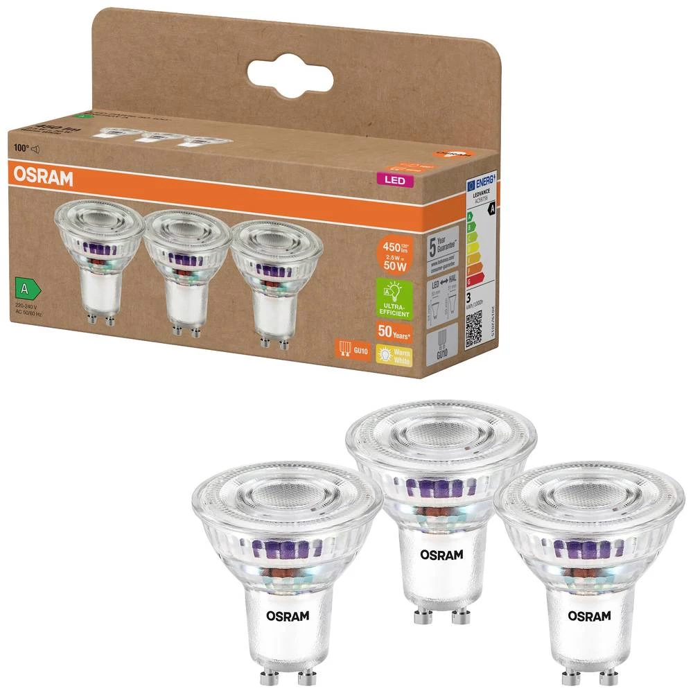 OSRAM 4099854277900 LED reflektorska lampa Energetska učinkovitost 2021 A (A - G) GU10 reflektor 2.5 W = 50 W toplo bije slika