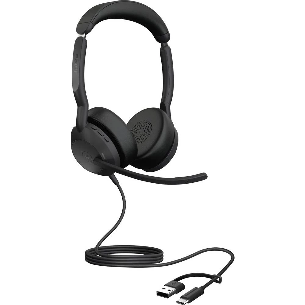 Jabra Evolve2 50 telefon On Ear Headset žičani stereo crna smanjivanje šuma mikrofona, poništavanje buke slušalice s mik slika