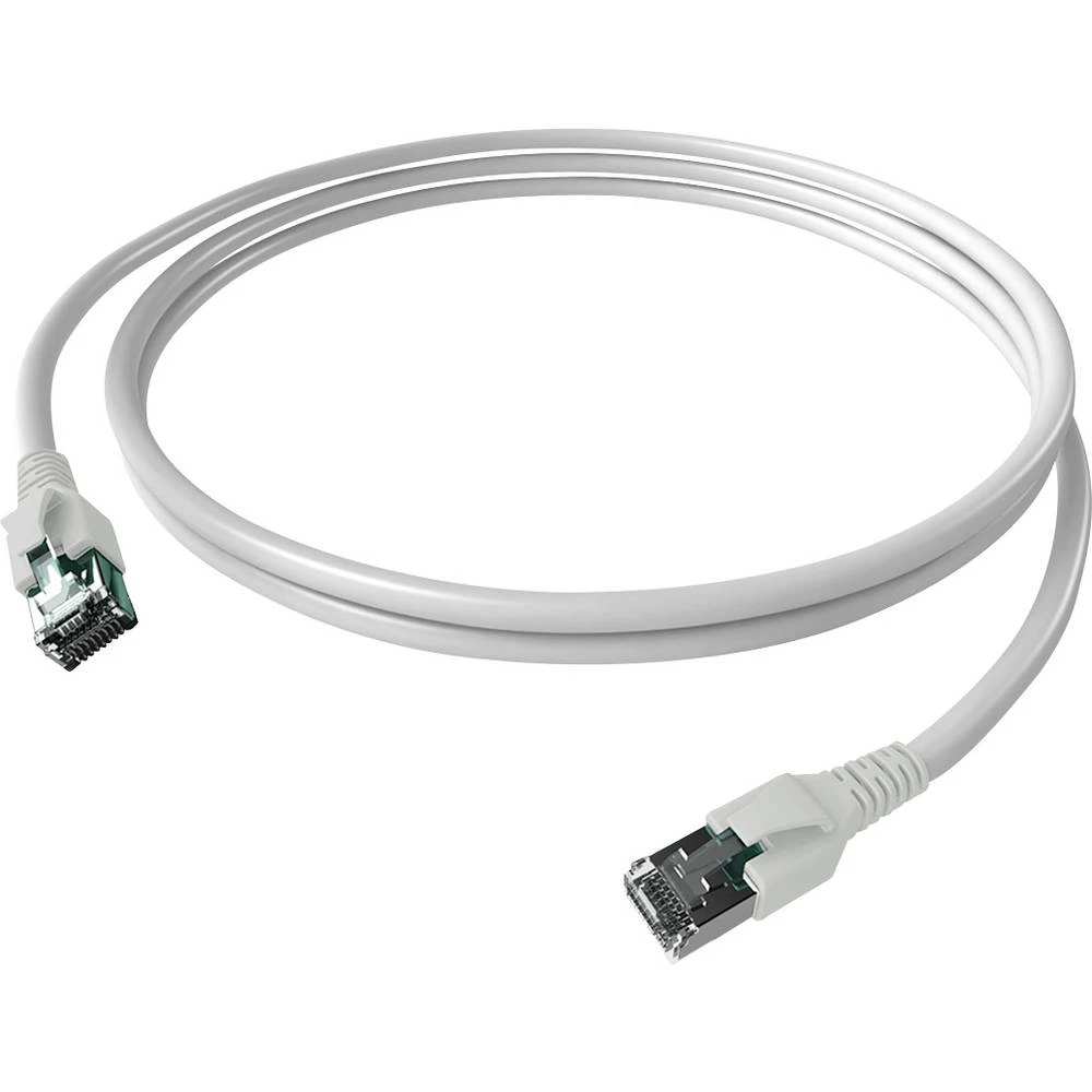 Easylan CP1KWBWBW0010 RJ45 mrežni kabel, Patch kabel CAT 6a S/FTP 1 m bijela dvostruko zaštićen, bez halogena, vatrostal slika