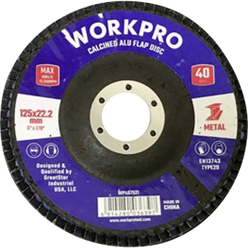 WorkPro WP407521 lamelna brusna ploča promjer 125 mm Promjer bušotine 22.2 mm 10 kom. slika