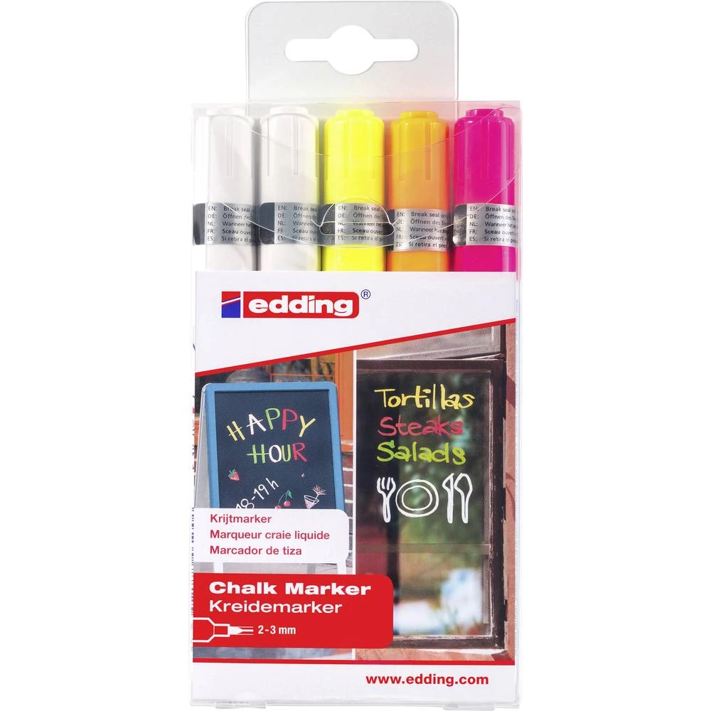 Edding Marker kreda e-4095 4-4095-5999 Bijela, Bijela, Neonsko-žuta, Neonsko-narančasta, Neonsko-ružičasta 2 mm, 3 mm slika