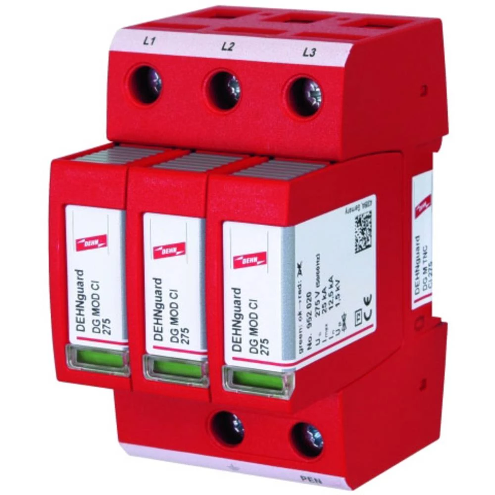 Odvodnik za prenaponsku zaštitu Zaštita od prenapona za: Razdjelni ormar DEHN 952304 DEHNguard M DGM TNC CI 275 952304 25 kA slika