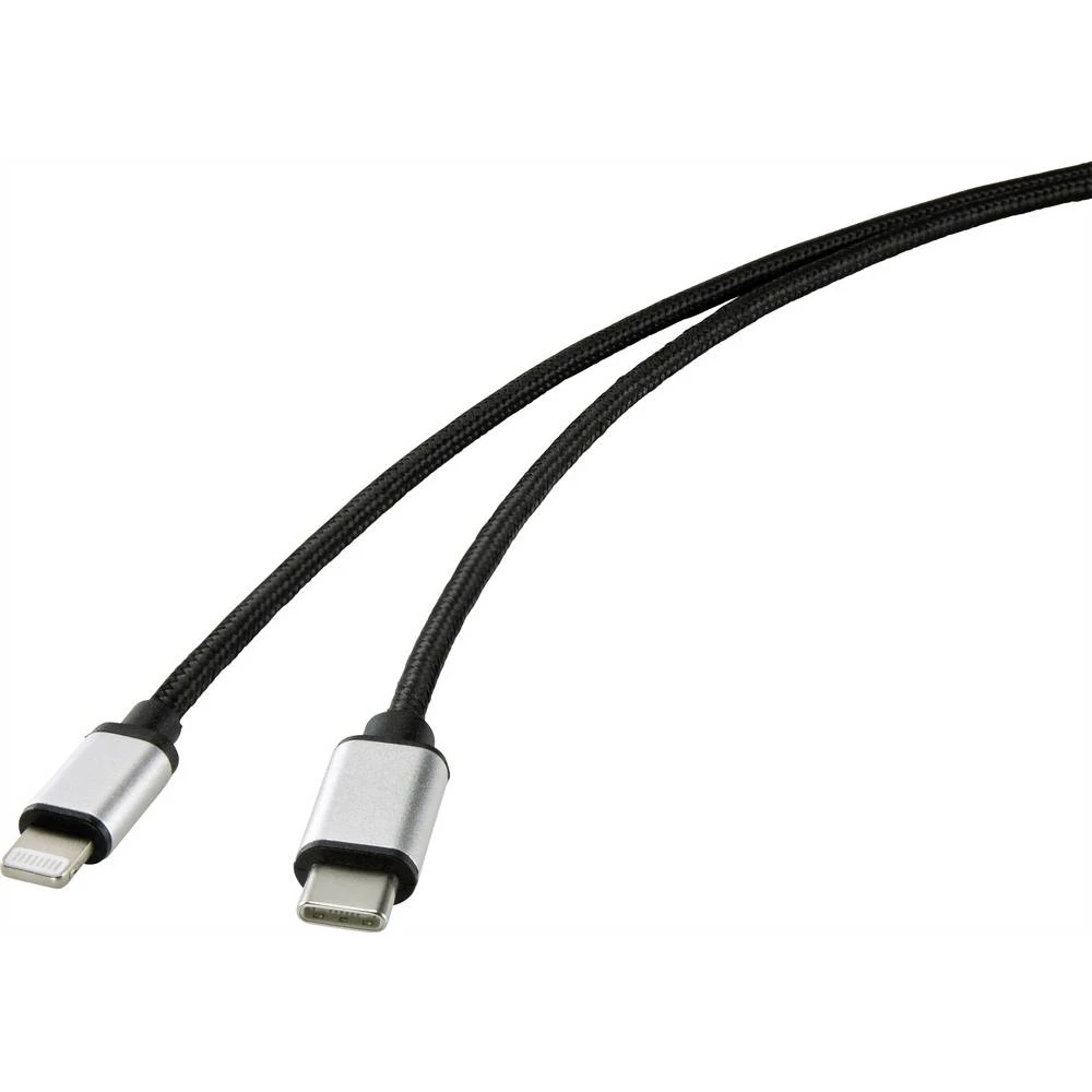Renkforce USB kabel USB 2.0 USB-C™ utikač, Apple Lightning utikač 1.00 m crna boja slika